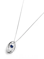 10K White Gold 0.12cttw Genuine Sapphire & 0.013cttw Diamond Pendant, 18"