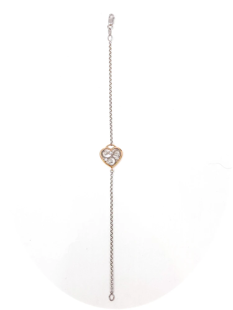 14K White & Rose Gold 0.05cttw Canadian Diamond Bracelet, 7"