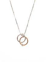 10K White & Rose Gold 0.15cttw Diamond Double Circle / Eternity / Infinity Pendant, 18"
