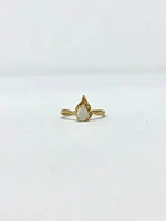 10K Yellow Gold Opal and Diamond Ring- Size 6.5
