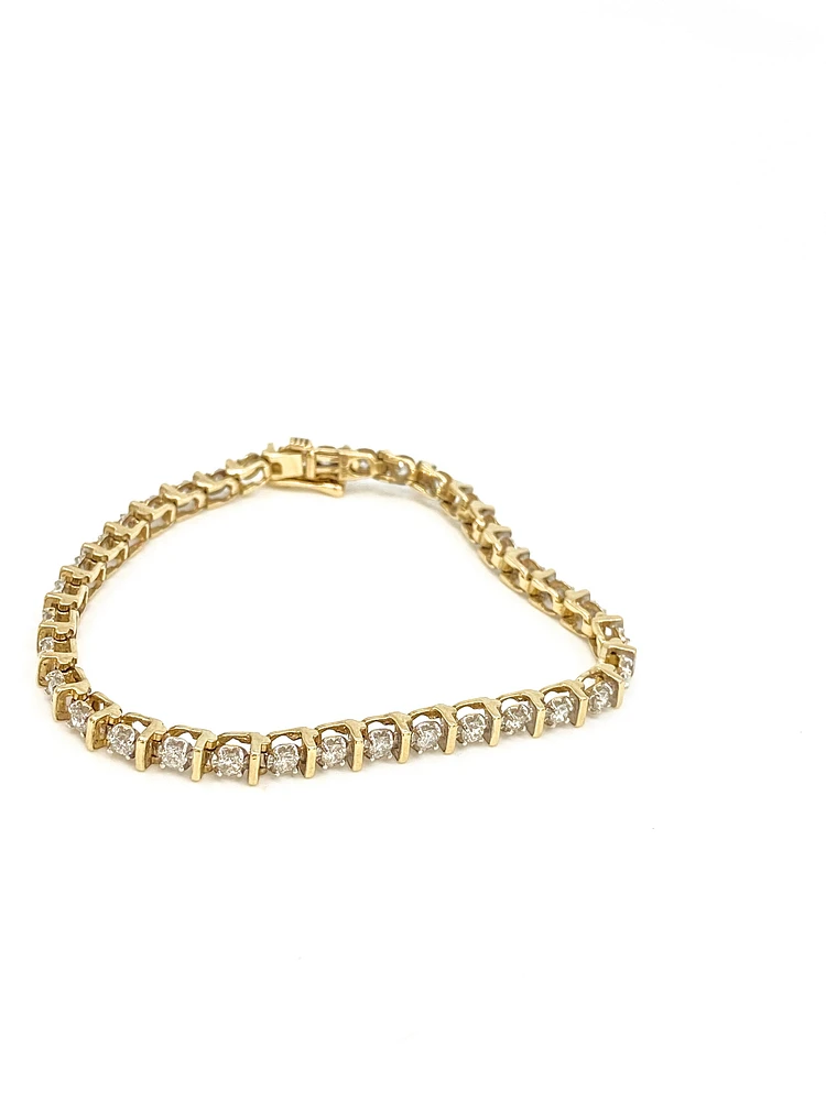 10K Yellow Gold 2.00cttw Diamond Tennis Bracelet, 7"