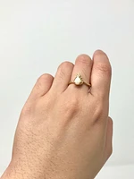10K Yellow Gold Opal and Diamond Ring- Size 6.5