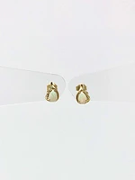 10K Yellow Gold 0.65cttw Genuine Opal and 0.03cttw Diamond Earrings