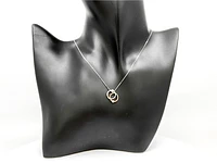 10K White & Rose Gold 0.15cttw Diamond Double Circle / Eternity / Infinity Pendant, 18"