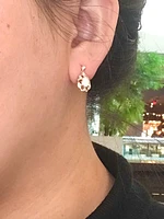 10K Yellow Gold 0.50cttw Genuine Opal and 0.06cttw Diamond Earrings