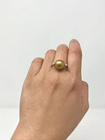 18K White Gold South Sea Pearl and Diamond Ring - Size 6.5