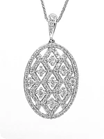 10K White Gold 1.00cttw Diamond Pendant, 18"