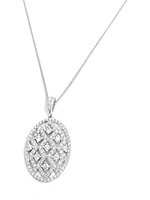 10K White Gold 1.00cttw Diamond Pendant, 18"