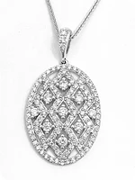 10K White Gold 1.00cttw Diamond Pendant, 18"