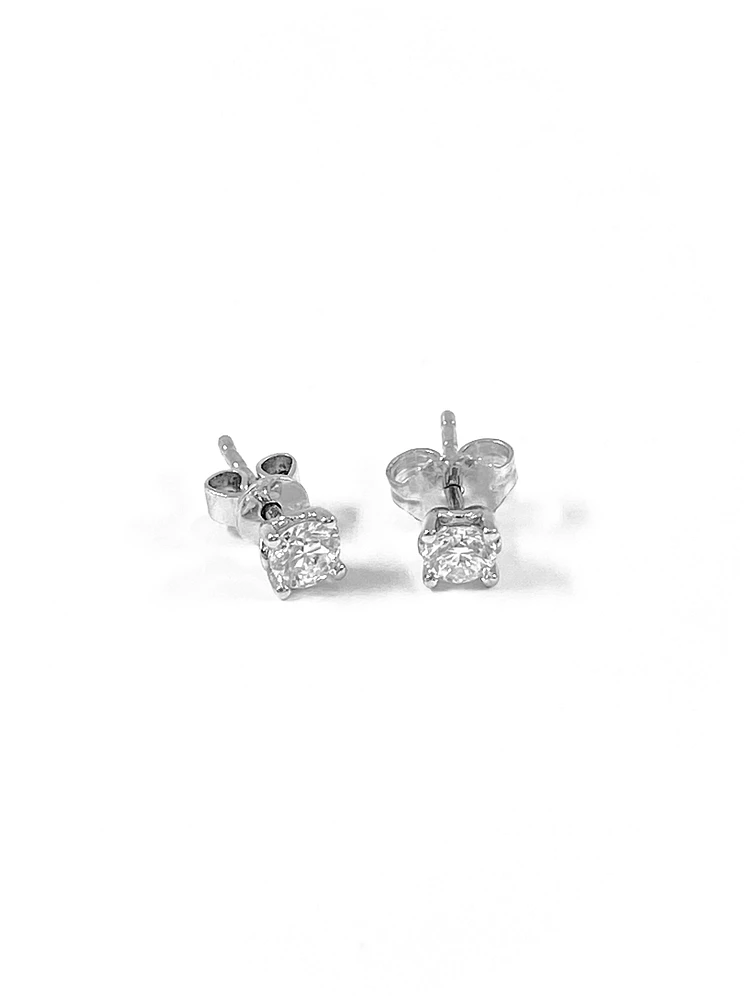 14K White Gold 0.15cttw Canadian Diamond Earrings