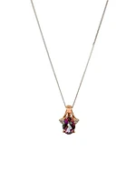 10K White & Rose Gold 1.00cttw Mystic Topaz and 0.02cttw Diamond Pendant, 18"