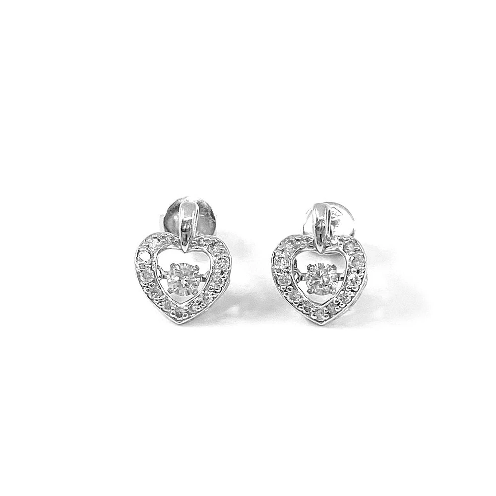 10K White Gold 0.35cttw Round Brilliant Cut Diamond Pulse Dangle Stud Earrings