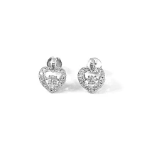 10K White Gold 0.35cttw Round Brilliant Cut Diamond Pulse Dangle Stud Earrings