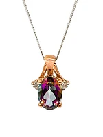 10K White & Rose Gold 1.00cttw Mystic Topaz and 0.02cttw Diamond Pendant, 18"