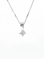 14K White Gold 0.17cttw Princess Cut Square Cut Canadian Diamond Necklace, 18”