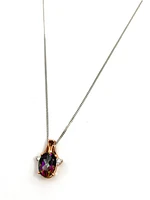 10K White & Rose Gold 1.00cttw Mystic Topaz and 0.02cttw Diamond Pendant, 18"
