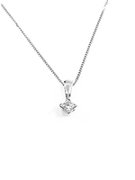 14K White Gold 0.17cttw Princess Cut Square Cut Canadian Diamond Necklace, 18”