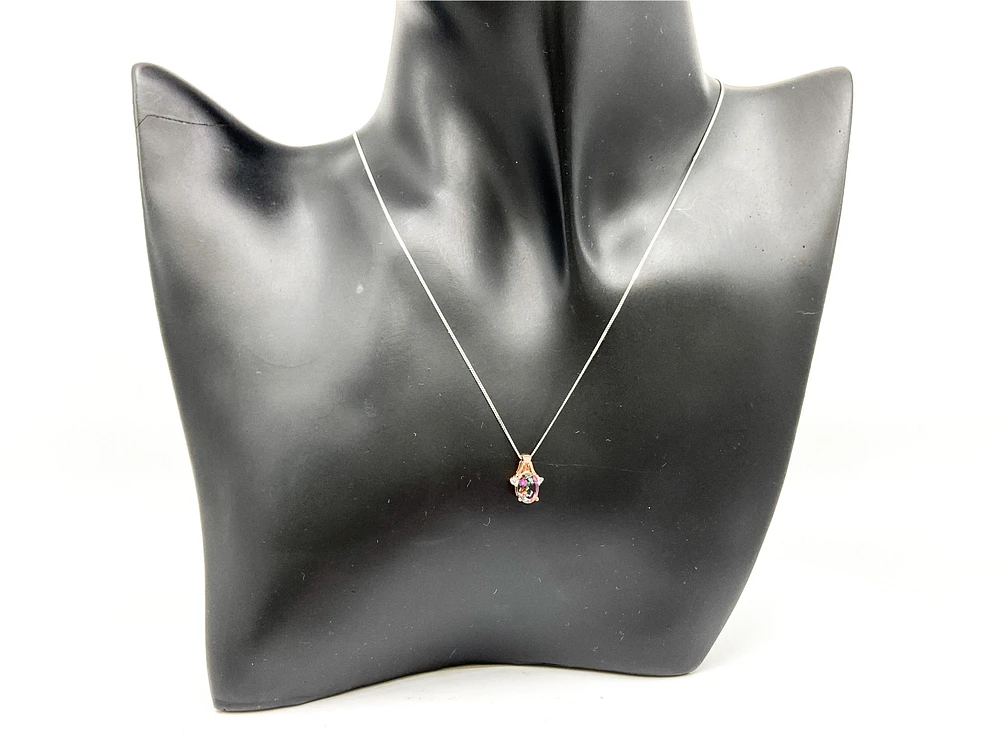 10K White & Rose Gold 1.00cttw Mystic Topaz and 0.02cttw Diamond Pendant, 18"