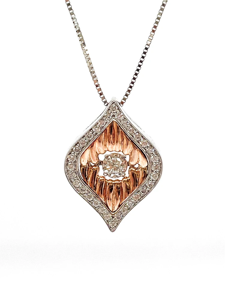 10K Rose Gold 0.20cttw Diamond Pendant, 18"