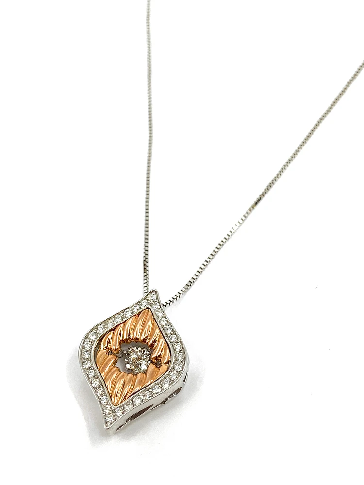 10K Rose Gold 0.20cttw Diamond Pendant, 18"