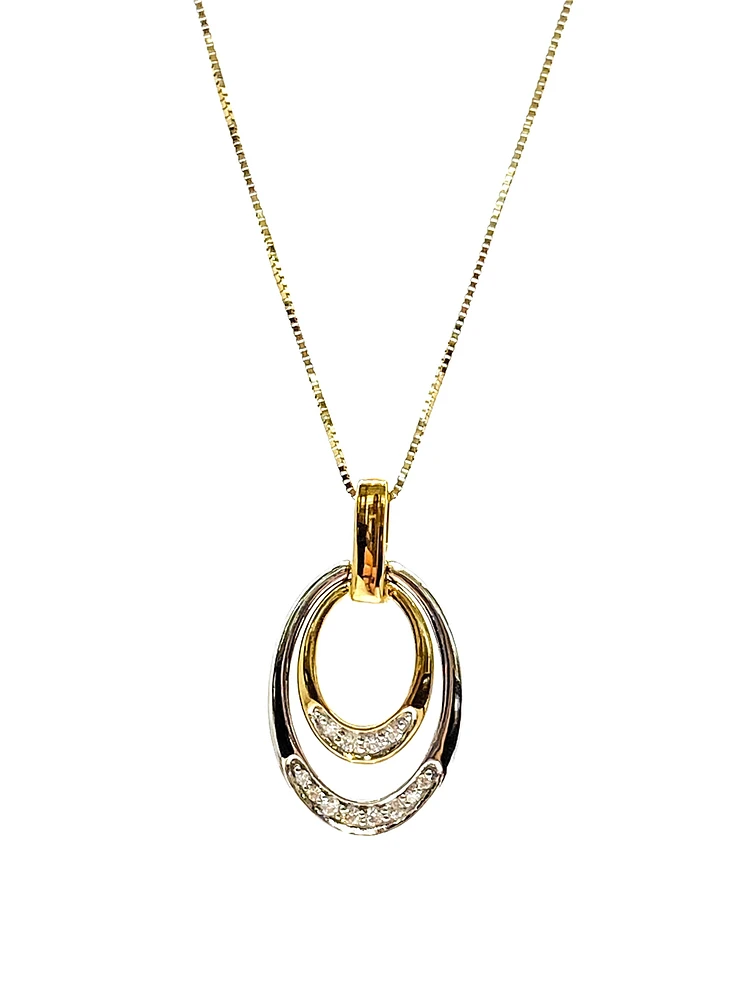 10K White & Yellow Gold 0.10cttw Canadian Diamond Pendant, 18"