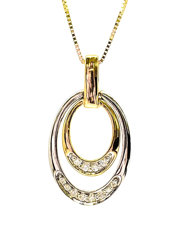 10K White & Yellow Gold 0.10cttw Canadian Diamond Pendant, 18"
