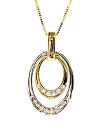 10K White & Yellow Gold 0.10cttw Canadian Diamond Pendant, 18"