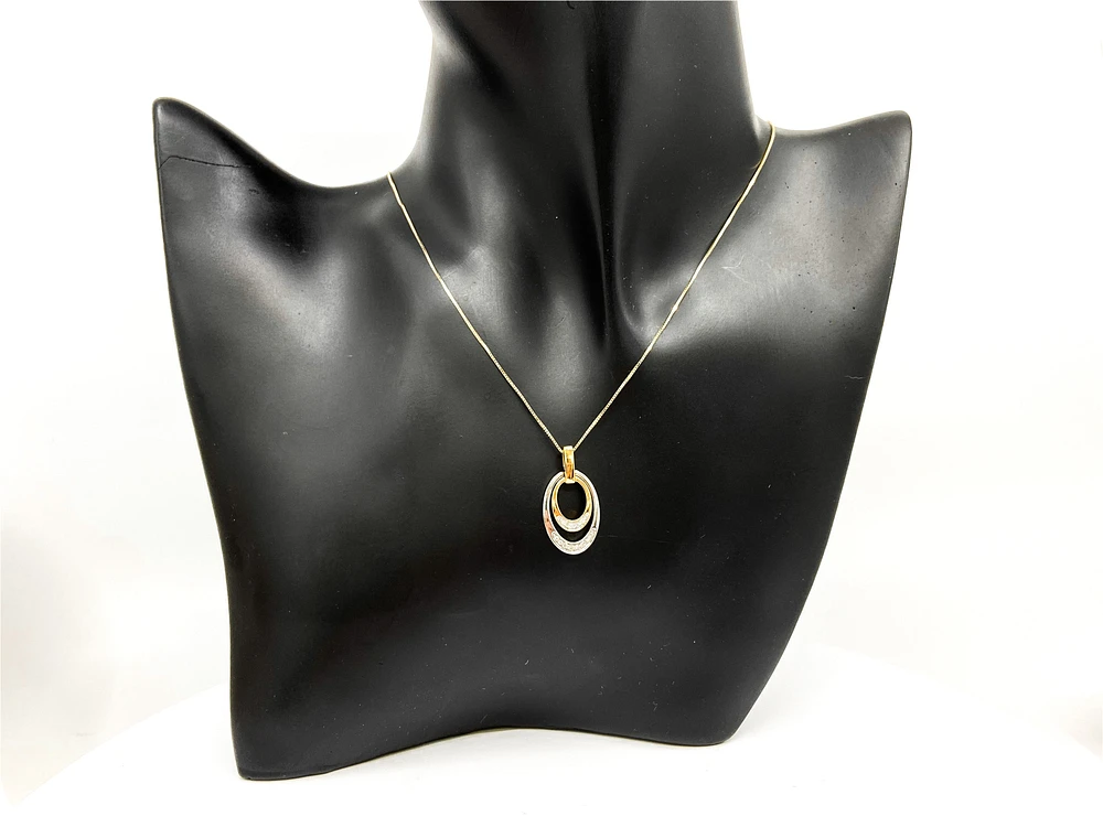 10K White & Yellow Gold 0.10cttw Canadian Diamond Pendant, 18"