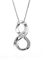 Sterling Silver 0.063cttw Diamond Infinity Necklace, 18"