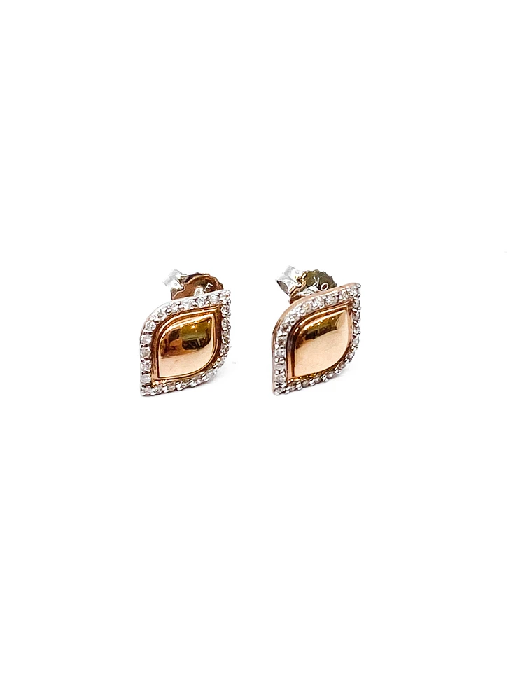 10K White & Rose Gold 0.13cttw Diamond Stud Earrings