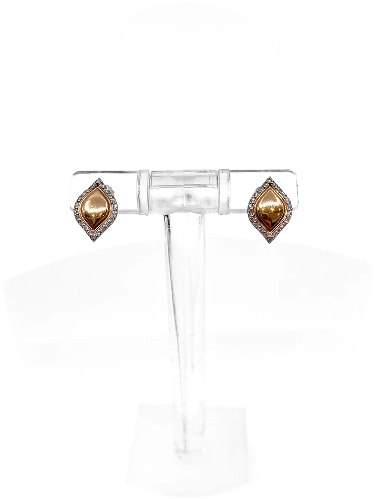 10K White & Rose Gold 0.13cttw Diamond Stud Earrings