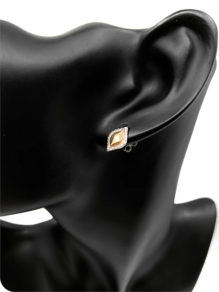 10K White & Rose Gold 0.13cttw Diamond Stud Earrings