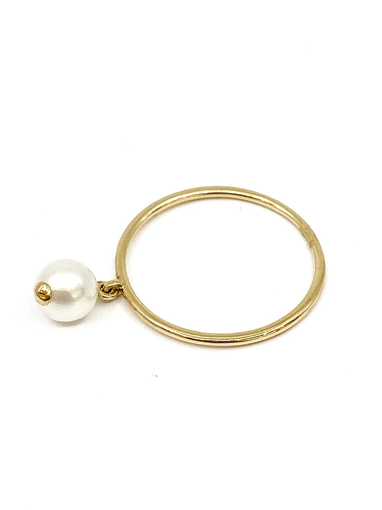10K Yellow Gold 6.mm Genuine Fresh Water Pearl Ring, size 6.5