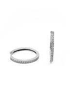 10K White Gold 0.25cttw Diamond Hoop Huggie Hinged Earrings