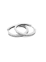 10K White Gold 0.25cttw Diamond Hoop Huggie Hinged Earrings