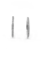 10K White Gold 0.25cttw Diamond Hoop Huggie Hinged Earrings
