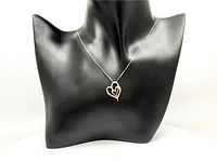 10K White & Rose Gold 0.035cttw Diamond Double Heart Pendant, 18"