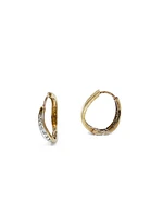 10K Yellow Gold 0.12cttw Diamond Hoop Huggie Hinged Earrings