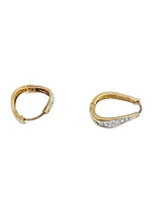 10K Yellow Gold 0.12cttw Diamond Hoop Huggie Hinged Earrings