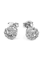 10K White Gold 0.50cttw Diamond Halo Pulse Earrings