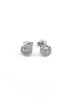10K White Gold 0.50cttw Diamond Halo Pulse Earrings