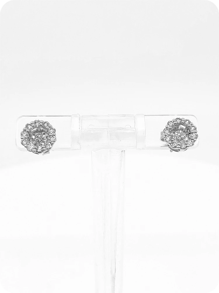 10K White Gold 0.50cttw Diamond Halo Pulse Earrings