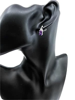 10K White Gold 1.80cttw Amethyst and 0.03cttw Diamond Dangle/Drop Earrings
