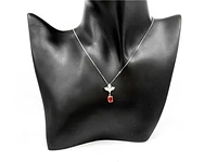 10K White & Yellow Gold 0.50cttw Genuine Fire Opal & 0.08cttw Diamond Pendant, 18"