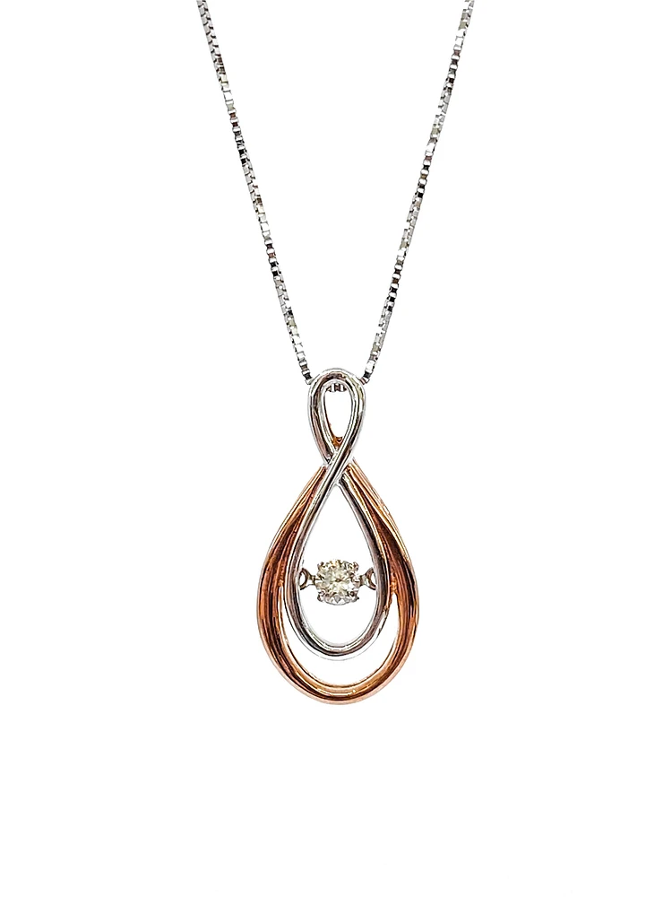 10K White & Rose Gold 0.10cttw Diamond Infinity Pendant, 18"