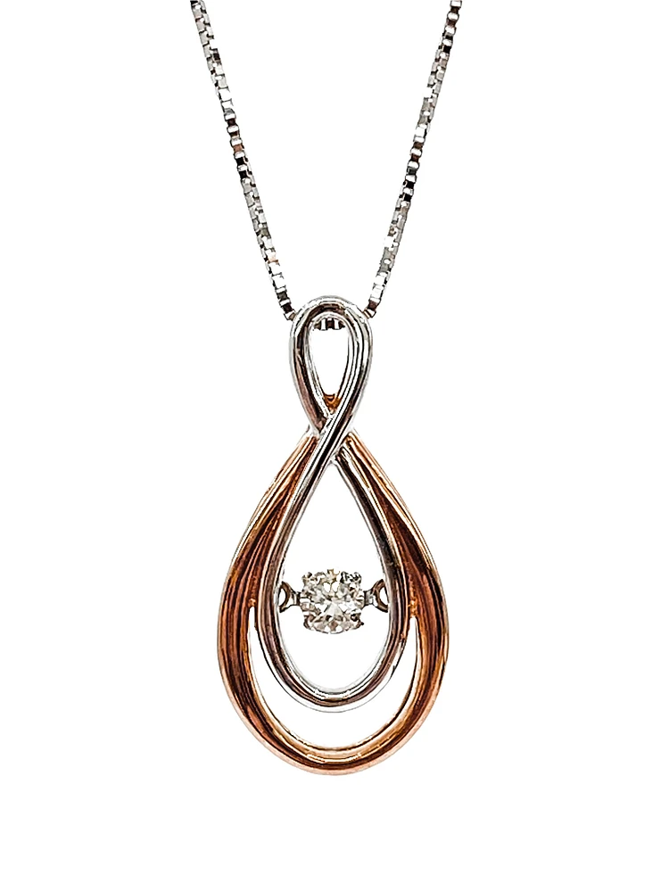 10K White & Rose Gold 0.10cttw Diamond Infinity Pendant, 18"