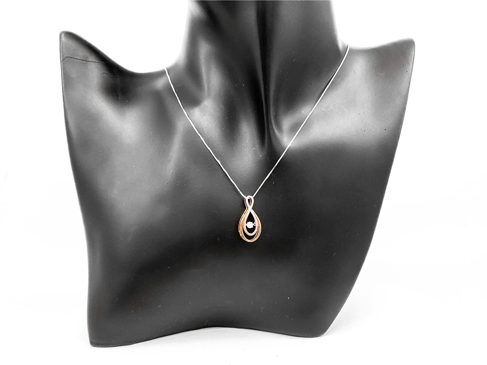 10K White & Rose Gold 0.10cttw Diamond Infinity Pendant, 18"