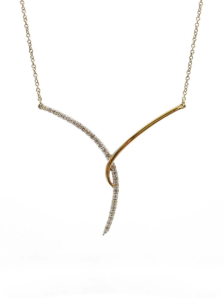 10K White & Yellow Gold 0.33cttw Diamond Pendant, 18"