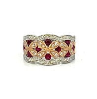 14K White Gold 0.72cttw Ruby and 0.42cttw Diamond Ring - Size 6.5