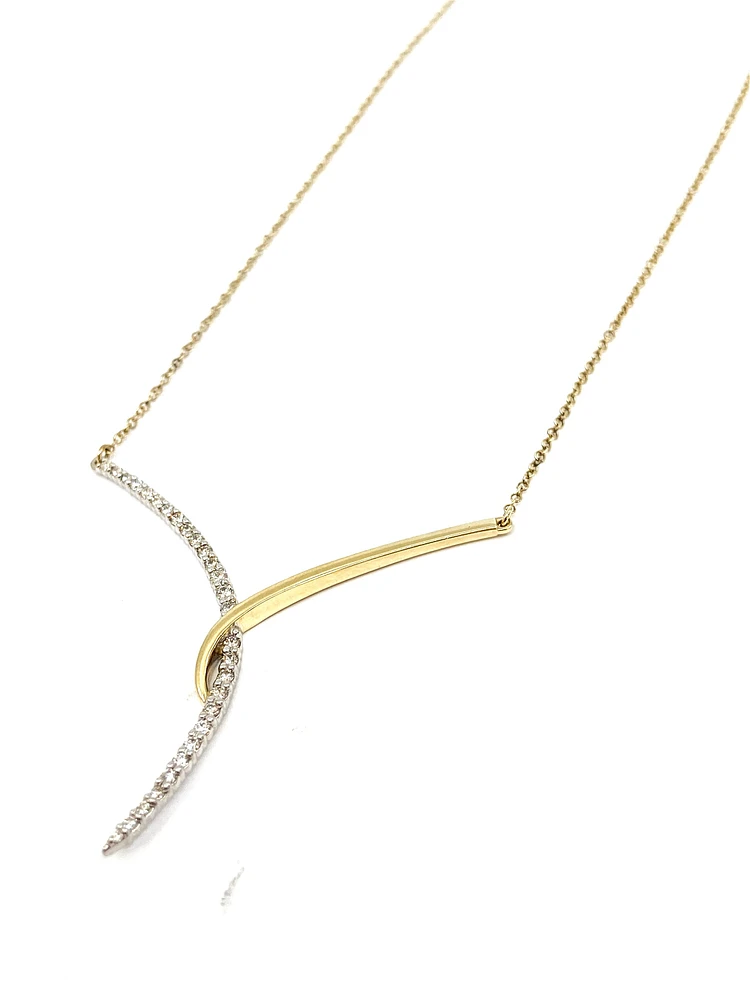 10K White & Yellow Gold 0.33cttw Diamond Pendant, 18"